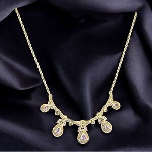 VINTAGE ART DECO STERLING SILVER, MARCASITE & AMETHYST NECKLACE